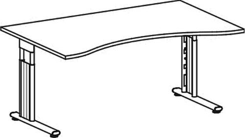 Schreibtisch Cyros H680-820xB1800xT1000/800mm weiß ergonom.Form C-Fuß GERAMÖBEL || VE = 1 ST