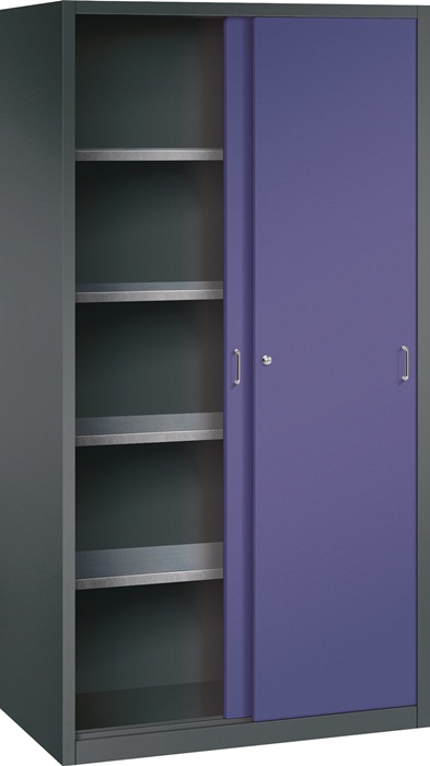 Schiebetürenschrank H1950xB1000xT600mm grau/ taubenblau NCS 2 Fbd.TECWERK
