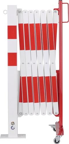 Sperrpfosten L4000xH1000mm m.Scherengitter z.Aufschr.rot/weiß 71x70mm || VE = 1 ST