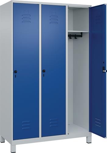 Garderobenschrank Classic PLUS H1950xB1200xT500mm lichtgau/enzianblau 3 Abt.C+P || VE = 1 ST