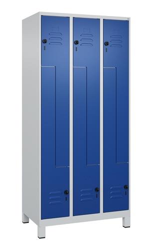 Garderobenschrank Classic PLUS Füße 900mm lichtgrau/enzianblau 6 Abt.C+P || VE = 1 ST