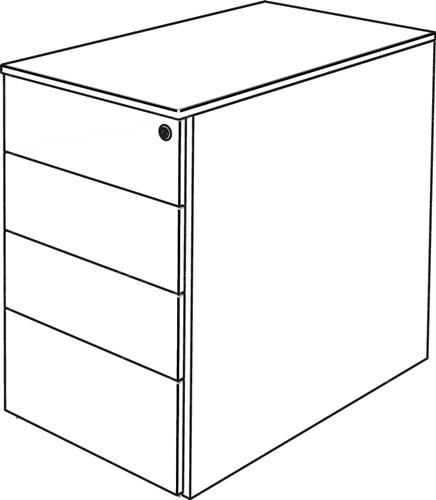 Standcontainer M-ove H720-760xB430xT800mm lichtgrau m.4 Schubl.KERKMANN || VE = 1 ST