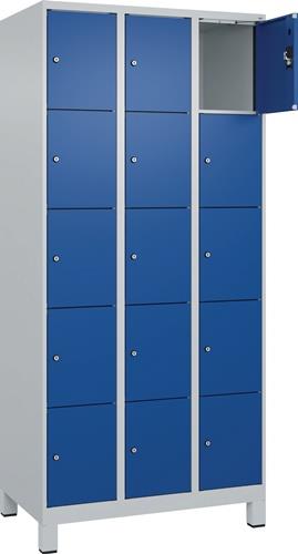 Fächerschrank Evolo PLUS 900mm Füße lichtgrau enzianblau 3x5 C+P || VE = 1 ST