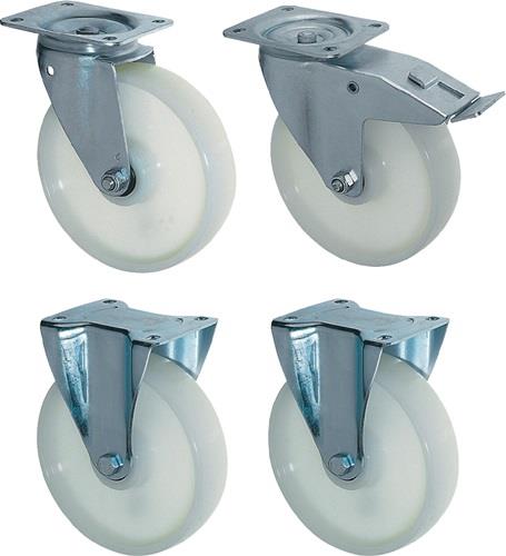 Rollensatz 2 Lenk- u.2 Bockrollen PA Trgf.2550kg f.Selbstkipper/Kippbehälter || VE = 1 ST