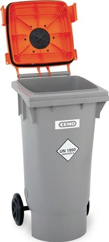Spraydosen-Sammelbehälter 120l PE grau/orange fahrbar CEMO || VE = 1 ST