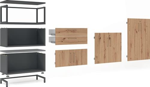 Regalschrank FlexWall H748xB800xT417mm weiß/asteiche Regal u.Schübe || VE = 1 ST