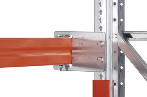 Durchschubsicherung B.1825mm Pal.-Überstand 100mm rotorange/verz.f.Pal.-Regal || VE = 1 ST