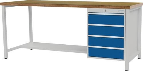 Werkbank B2000xT750xH859mm Buche Multiplex lichtgrau signalblau || VE = 1 ST