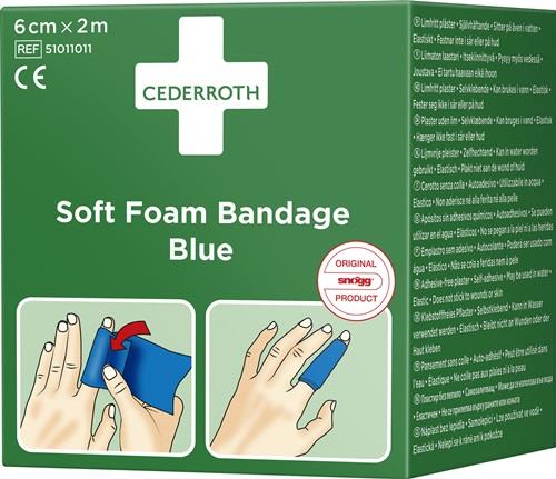 Soft Foam Bandage selbsthaftend elastisch,blau Rl.6cmx2m CEDERROTH || VE = 1 ST