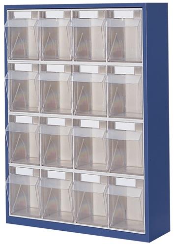 Magazinschrank H880xB634xT200mm lichtgrau Klarsichtmagazine 16xD GRUBER SYSTEME || VE = 1 ST