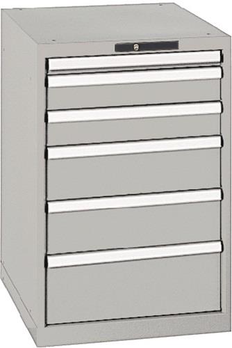 Schubladenschrank H850xB564xT725mm grau/grau 6 Schubl.Vollauszug,CodeLock || VE = 1 ST