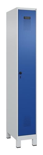 Garderobenschrank Evolo PLUS Füße 300mm lichtgrau/enzianblau 1 Abt.C+P || VE = 1 ST