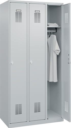 Garderobenschrank Ser.Basis-PLUS H1850xB900xT500mm lichtgrau 3 Abt.C+P || VE = 1 ST