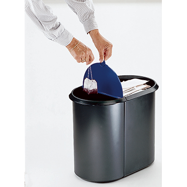 helit Papierkorb Duo-System 20+9l H6103993 oval Kunststoff sw/bl
