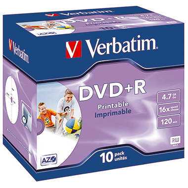Verbatim DVD+R 43508 16x 4,7GB 120Min. Jewelcase 10 St./Pack