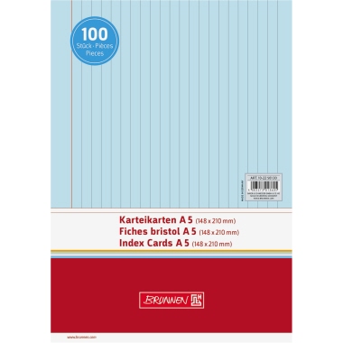 BRUNNEN Karteikarte 102250130 DIN A5 liniert bl 100 St./Pack.