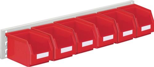 Sichtlagerkastenset H140xB920xT250mm Stahlblech/PE Ku.beschichtung rot 6xGr6 rot || VE = 1 ST