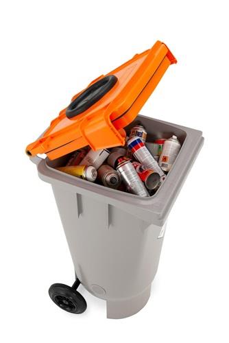 Spraydosen-Sammelbehälter 120l PE grau/orange fahrbar CEMO || VE = 1 ST