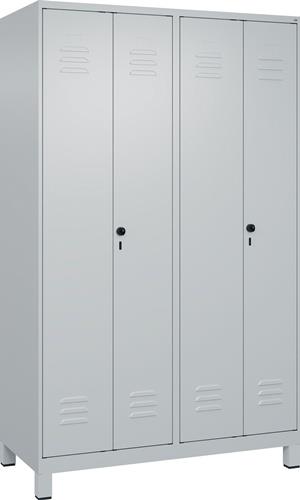 Garderobenschrank m.Füßen H1950xB1200xT500mm lichtgrau 4 Abt.C+P || VE = 1 ST