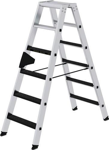 Stufenstehleiter 2x6 Stufen Alu.Gesamt-H.1380mm m.clip-step R13-Auflage MUNK || VE = 1 ST