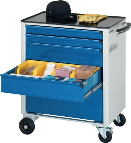 Werkstattwagen Metallablage H860xB700xT520mm grau/blau Schubl.2x65,2x130,1x260mm || VE = 1 ST