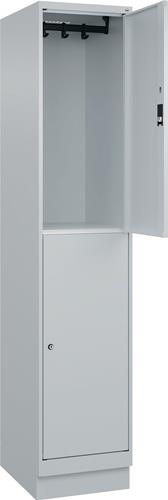 Garderobenschrank m.Sockel H1950xB400xT500mm lichtgrau 1x2 Abt.C+P || VE = 1 ST