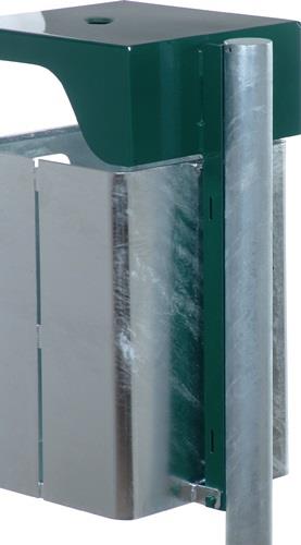 Abfallbehälter H600xB310xT360mm 40l verzinkt/moosgrün,RAL 6005 m.Ascher RENNER || VE = 1 ST
