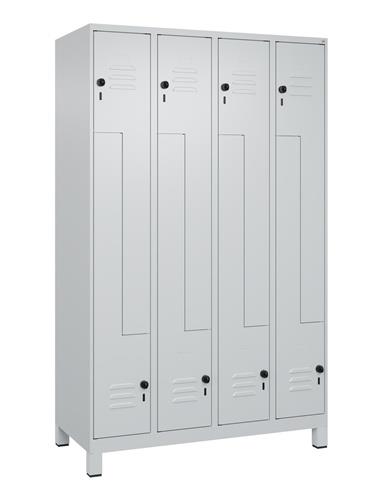 Garderobenschrank Classic PLUS Füße 1200mm lichtgrau/lichtgrau 8 Abt.C+P || VE = 1 ST