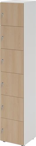 Schließfachschrank Zylinderschl.Weiß/Eiche H2156xB400xT420mm 6 Abt.HAMMERBACHER || VE = 1 ST