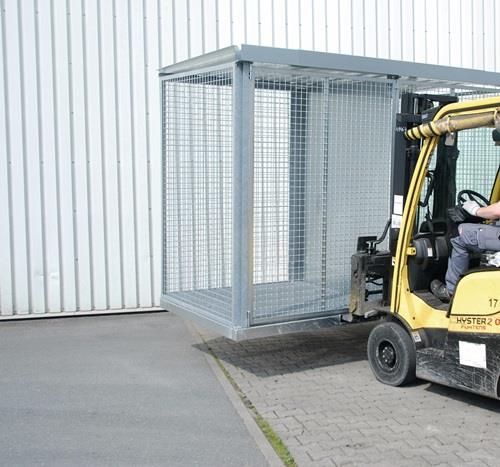 Gasflaschencontainer B2115xT1155xH2260mm verzinkt,m.Dach m.Gitterrostboden BAUER || VE = 1 ST