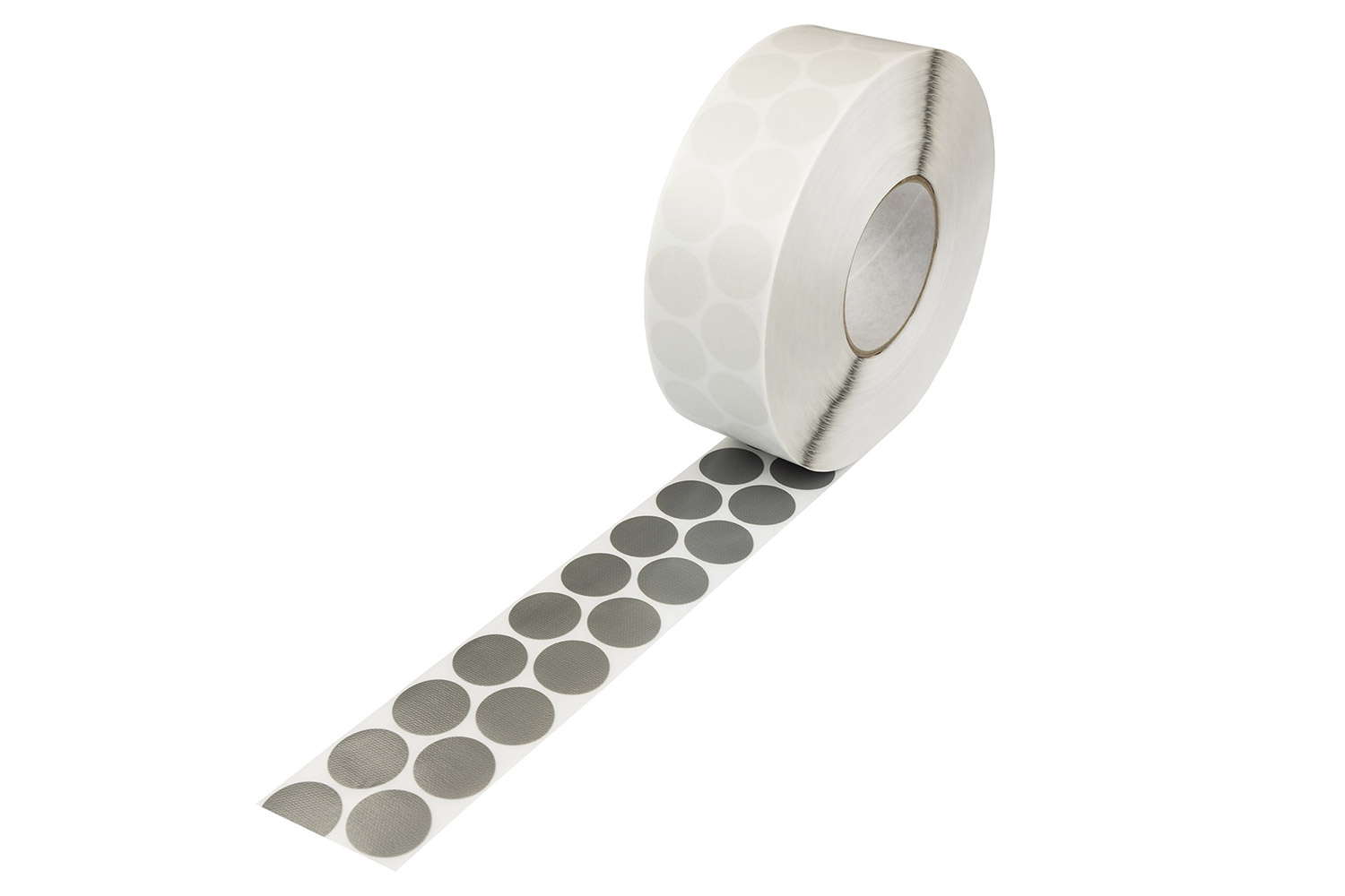 PE-Gewebeklebepunkte, silber | Rund, Ø 30 mm 2-bahnig versetzt | 4.000 St./Rolle