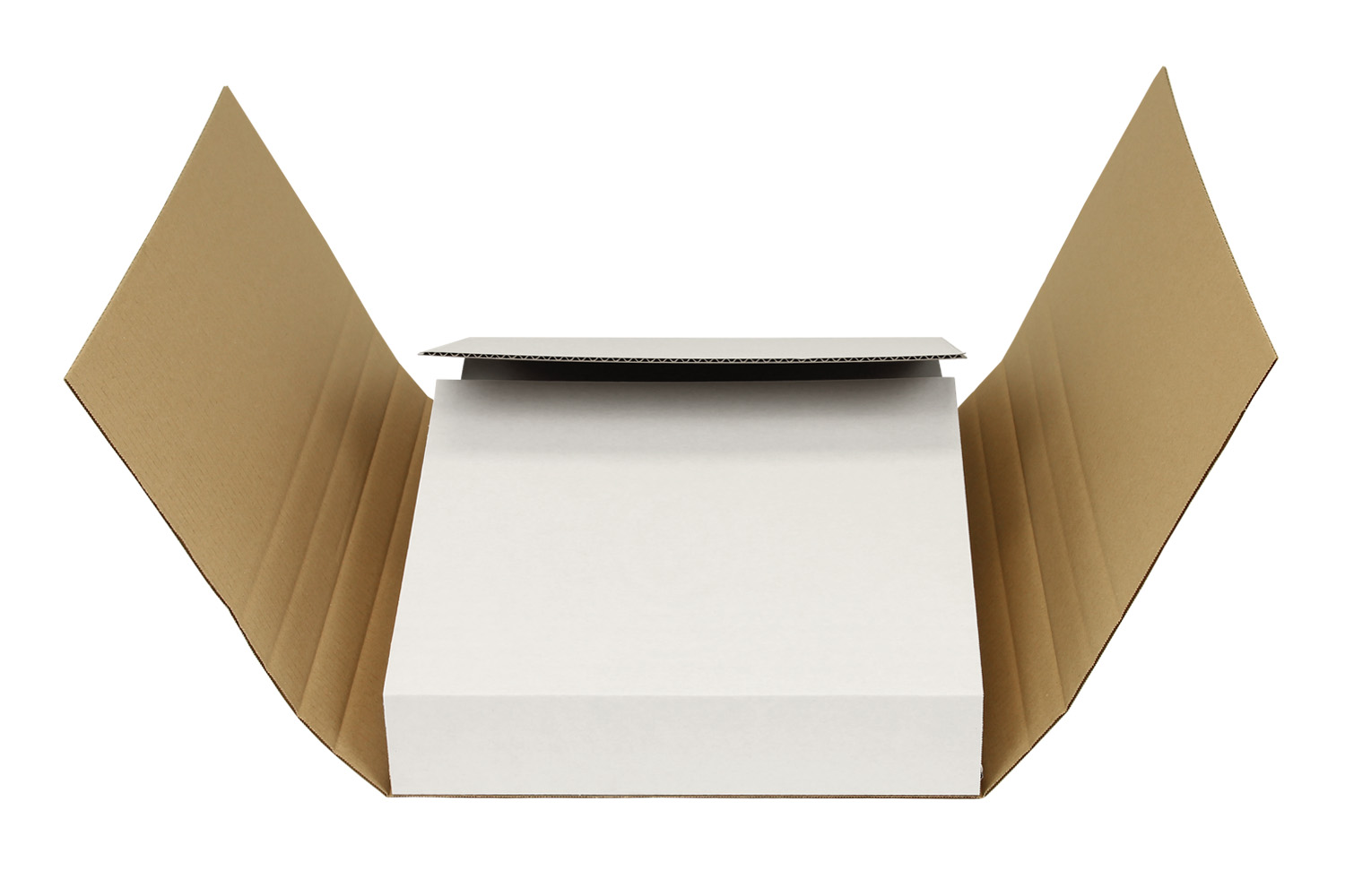 Wellpapp-Kreuzverpackung, weiß, höhenvariabel, DIN A1 | 850 x 604 x 30–120 mm (L x B x H) Innenmaß | VE = 25 Stk.