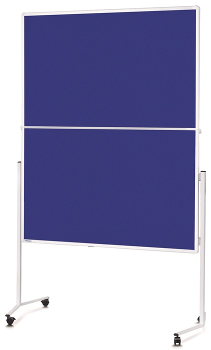 Moderationswand B1200xH1500mm klappb.fahrb.Filzbezug blau MAGNETOPLAN