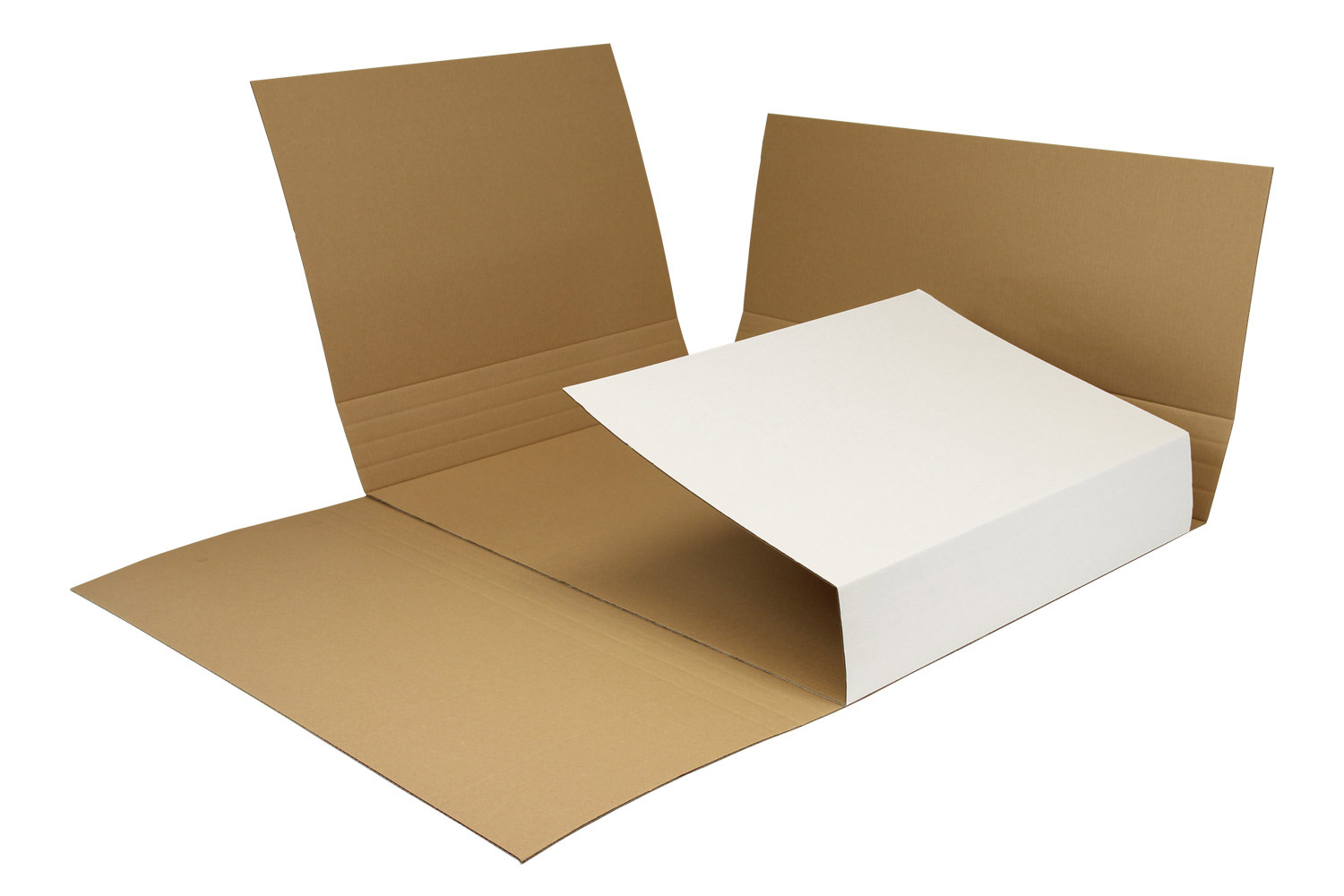 Wellpapp-Kreuzverpackung, weiß, höhenvariabel, DIN A1 | 850 x 604 x 30–120 mm (L x B x H) Innenmaß | VE = 25 Stk.