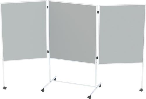 Moderationswand Trio B2850xH1150mm fahrbar Textilbezug hellgrau || VE = 1 ST