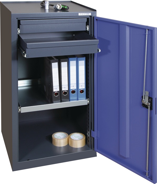 Werkzeug-/Beistellschrank H1000xB500xT500mm 2Schubl.,1Bd.anthrazit/blau TECWERK