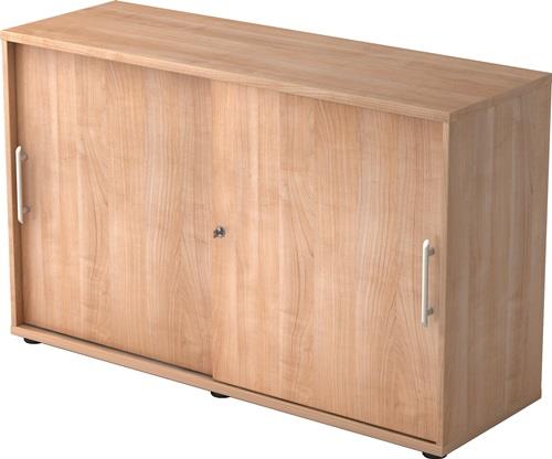 Schiebetürenschrank H748xB1200xT400mm Nussbaumdekor 2 OH 2 Türen Relinggriff || VE = 1 ST