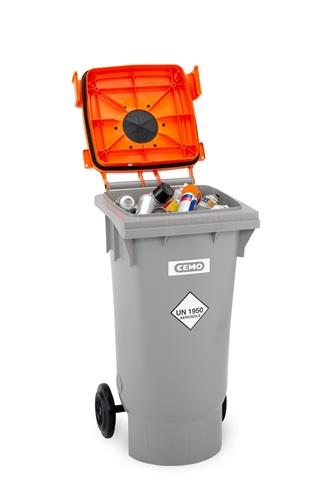 Spraydosen-Sammelbehälter 120l PE grau/orange fahrbar CEMO || VE = 1 ST
