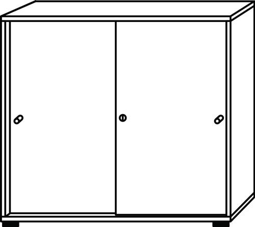 Schiebetürenschrank H1100xB1200xT400mm weiß-Eichedekor 3 OH 2 Türen Knaufgriff || VE = 1 ST