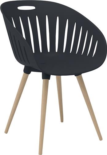 Outdoorstuhl grau Holzbeine Buche-Eiche gebeizt TOPSTAR || VE = 2 ST