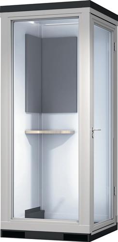 Halleneinbaubox B1188xT1148xH2830mm 1xVollwand,2xGlaswand,1xTür RAL 9010/9006 || VE = 1 ST