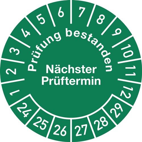Mehrjahresprüfplakette D.30mm Prüfung bestanden 24-29 Folie Btl.a 100 St. || VE = 1 BT