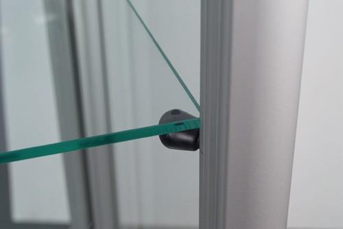 Vitrine H2000xB1000xT500mm Schiebetür Beleuchtung NV Alu-silberfarbig WSM || VE = 1 ST