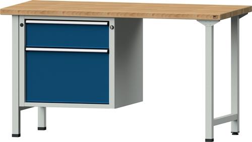 Werkbank V B2000xT700xH840mm Universalplatte grau blau Anz.Schubl.xH 1x180,1x360 || VE = 1 ST