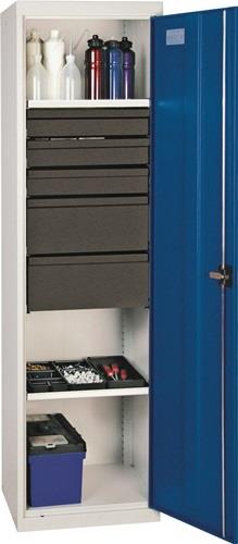 Werkzeug-/Beistellschrank H1800xB500xT500mm 5Schubl.2BD lichtgrau/enzianblau || VE = 1 ST