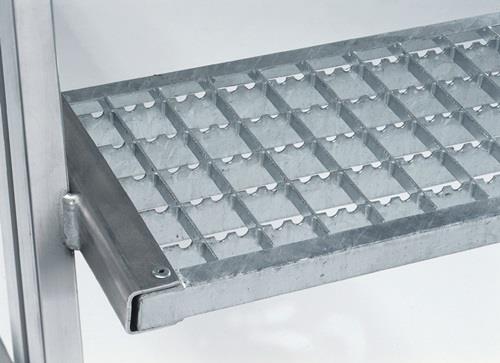 Podesttreppe 6 Plattform-H.1440mm Stufen u.Plattf.Stahl-Gitterrost eins.ZARGES || VE = 1 ST