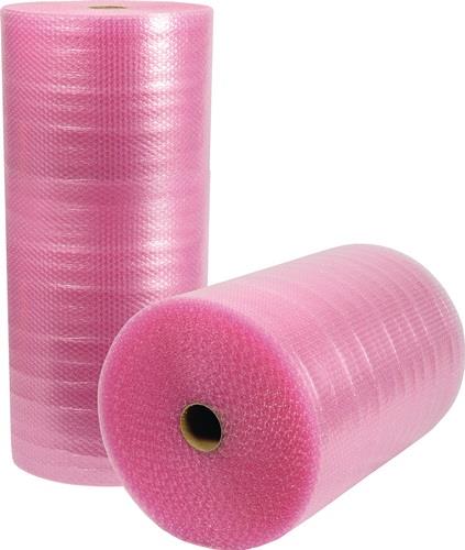 Luftpolsterfolie 3-lagig rosa,ESD B1200xL50xS100mm Noppen-D10xH4mm rosa,ESD || VE = 1 ST