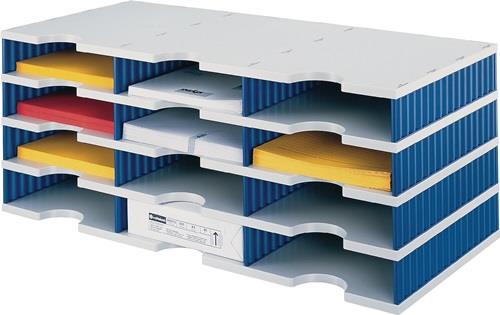 Sortierablage Trio 24 Fächer H573xB723xT331mm Polystyrol grau/blau STYRO || VE = 1 ST