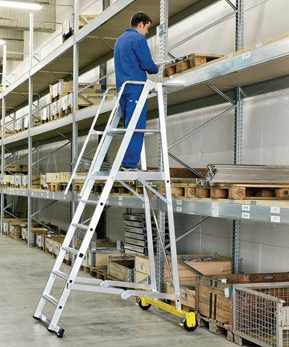 Plattformleiter 7 Stufen Alu.Plattform L600xB630mm verfahrbar || VE = 1 ST