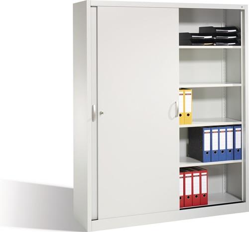 Schiebetürenschrank H1950xB1600xT400mm lichtgrau/lichtgrau 8Fbd.m.Trennw. || VE = 1 ST
